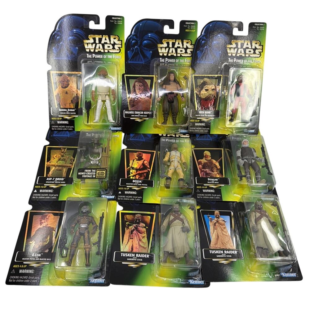 Star Wars Power of the Force Collection 2 Figure Lot of 9 Kenner Figures Sealed